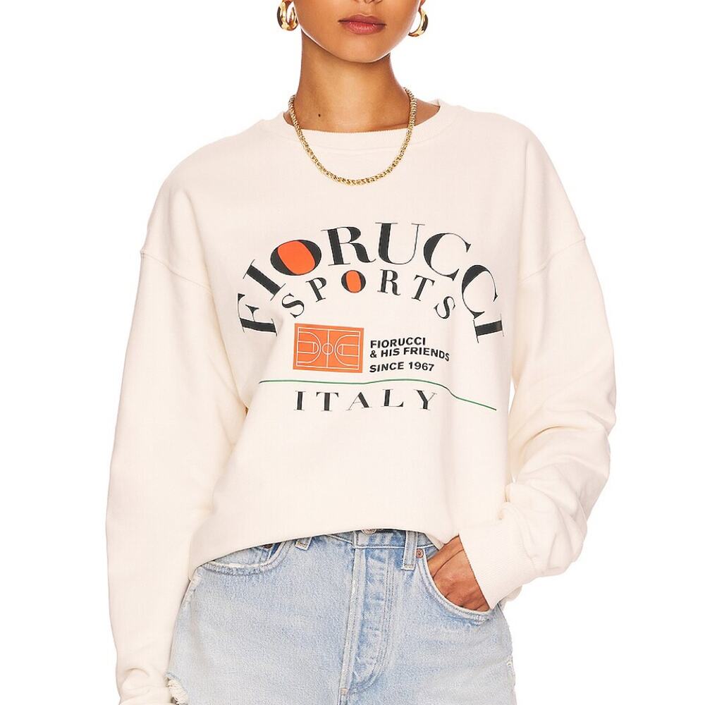 Fiorucci Graphic Beige Sports Italy Sweatshirt Size XS